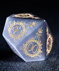 URWizards D&D Grey Cat's Eye Engraved Dice Set Warlock Style - Urwizards