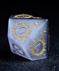 URWizards D&D Grey Cat's Eye Engraved Dice Set Warlock Style - Urwizards