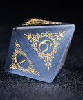 URWizards D&D Grey Cat's Eye Engraved Dice Set Warlock Style - Urwizards