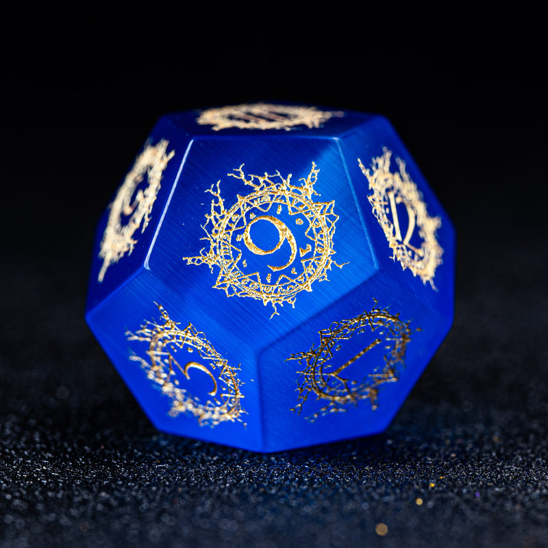 URWizards D&D Blue Cat's Eye Engraved Dice Set Warlock Style - Urwizards