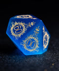 URWizards D&D Blue Cat's Eye Engraved Dice Set Warlock Style - Urwizards