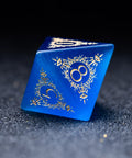 URWizards D&D Blue Cat's Eye Engraved Dice Set Warlock Style - Urwizards
