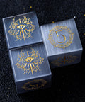 URWizards D&D Grey Cat's Eye Engraved Dice Set Warlock Style - Urwizards