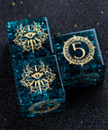 URWizards D&D Blast Blue Glass Engraved Dice Set Warlock Style - Urwizards