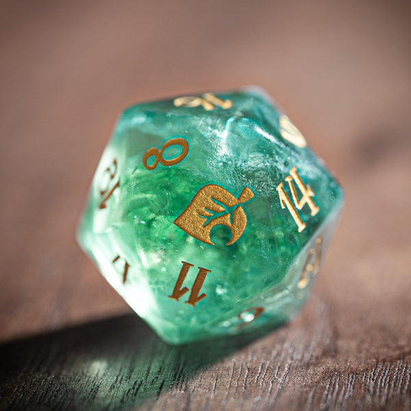 URWizards Dnd Green Fluorite Engraved Dice Set Animal Crossing Style - Urwizards