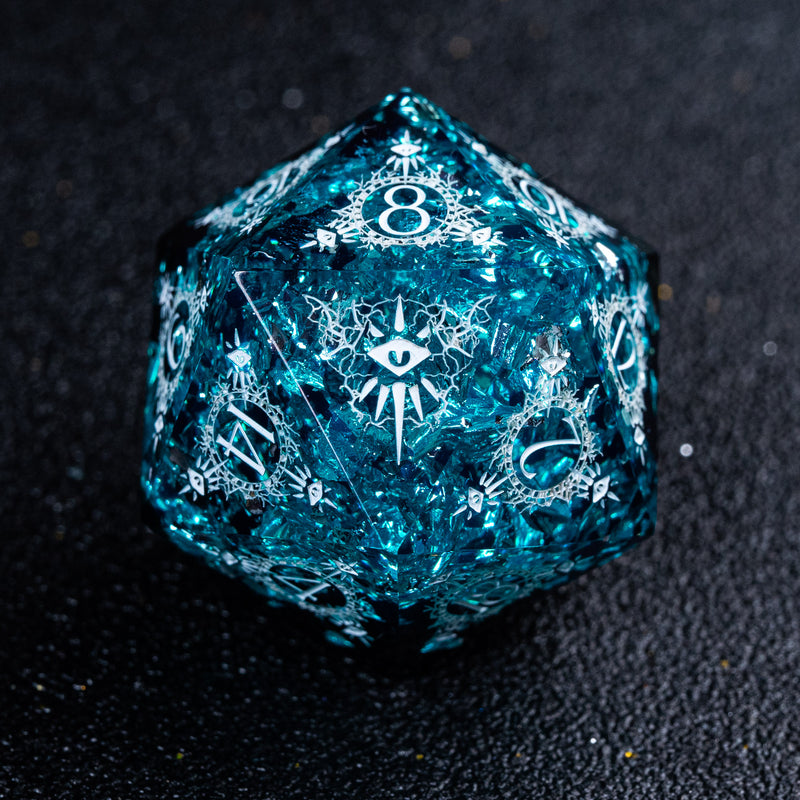 URWizards D&D Resin Ice Glitter Engraved Dice Set Warlock Style - Urwizards