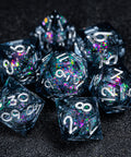 URWizards D&D Carnival Liquid Heart Resin Engraved Dice Set - Urwizards