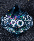 URWizards D&D Carnival Liquid Heart Resin Engraved Dice Set - Urwizards