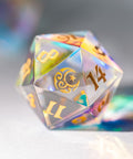 URWizards Dnd Engraved Dichroic Prism  Glass D20 Dice Moon & Star - Urwizards