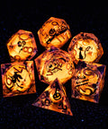 URWizards D&D Glow in the Dark Liquid Core Resin Engraved Dice Set Halloween - Urwizards