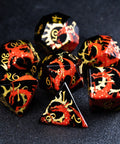URWizards D&D Obsidian Engraved Dice Set Hand-painted Dragon - Urwizards