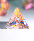 URWizards Dnd Dichroic Prism  Glass Engraved Dice Set Unicorn Style Rose Red Inked - Urwizards