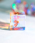 URWizards Dnd Dichroic Prism  Glass Engraved Dice Set Unicorn Style Rose Red Inked - Urwizards