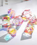 URWizards Dnd Dichroic Prism  Glass Engraved Dice Set Unicorn Style Rose Red Inked - Urwizards