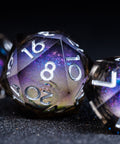 URWizards D&D Starry Liquid Heart Resin Engraved Dice Set Smoky - Urwizards