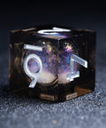 URWizards D&D Starry Liquid Heart Resin Engraved Dice Set Smoky - Urwizards