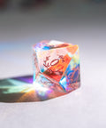URWizards Dnd Dichroic Glass Engraved Dice Set Plant Vine Style Rose Red Inked - Urwizards