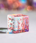 URWizards Dnd Dichroic Glass Engraved Dice Set Plant Vine Style Rose Red Inked - Urwizards