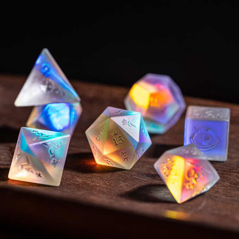 URWizards Dnd Dichroic Prism  Glass Raised Dice Set Royal Style - Urwizards