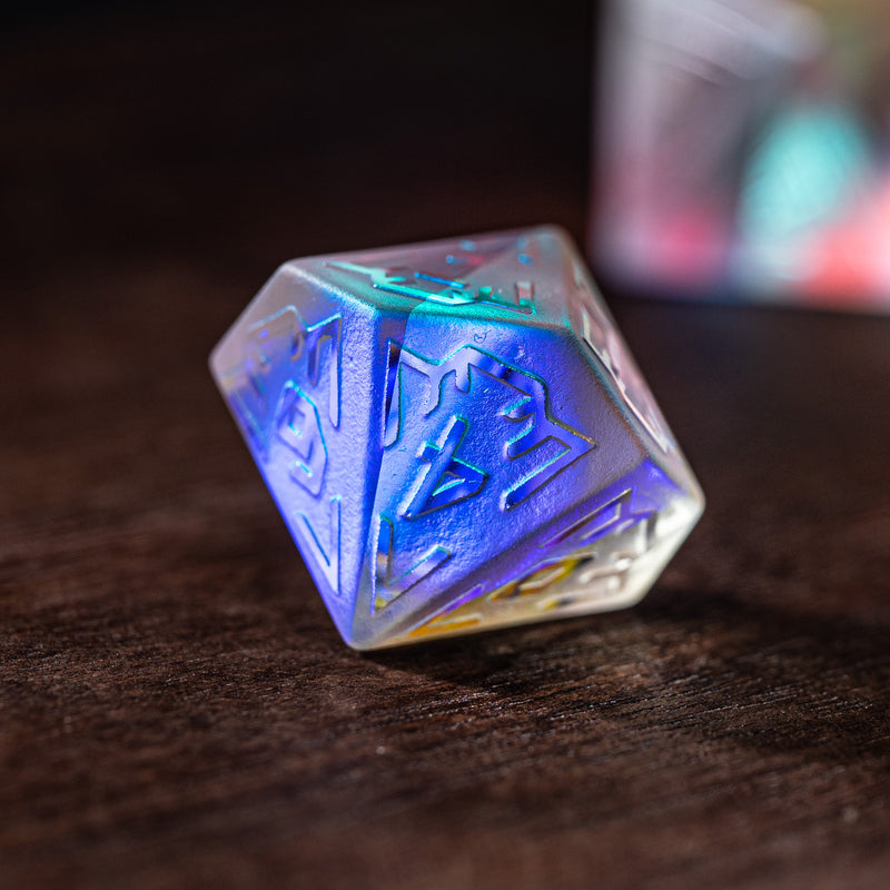 URWizards Dnd Dichroic Prism  Glass Raised Dice Set Artificer Gear - Urwizards