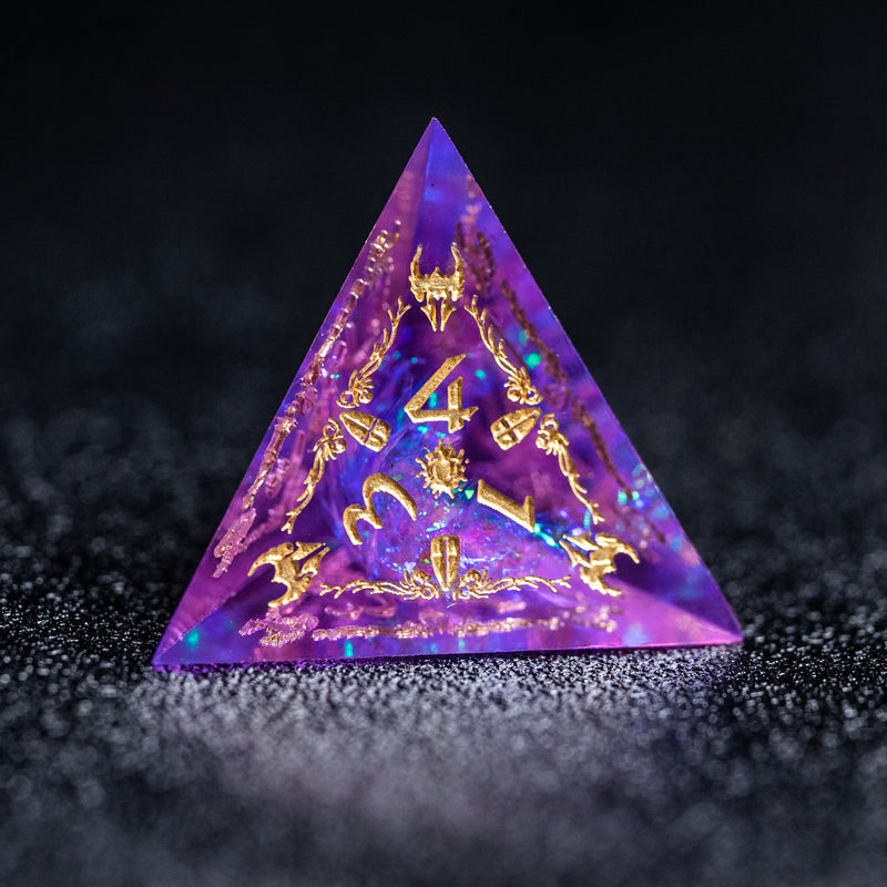 URWizards Dnd Resin Purple Glitter Engraved Dice Set Paladin - Urwizards