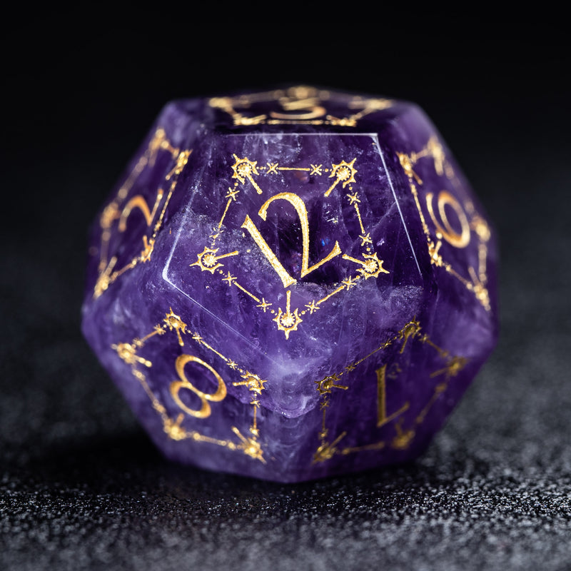 URWizards D&D Amethyst Engraved Dice Set Cleric Style - Urwizards