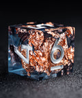 URWizards D&D Starry Liquid Heart Resin Engraved Dice Set Copper Flakes - Urwizards