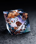 URWizards D&D Starry Liquid Heart Resin Engraved Dice Set Copper Flakes - Urwizards