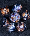 URWizards D&D Starry Liquid Heart Resin Engraved Dice Set Copper Flakes - Urwizards
