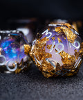 URWizards D&D Smoky Liquid Heart Resin Engraved Dice Set Golden Flakes - Urwizards