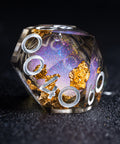 URWizards D&D Smoky Liquid Heart Resin Engraved Dice Set Golden Flakes - Urwizards