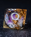 URWizards D&D Smoky Liquid Heart Resin Engraved Dice Set Golden Flakes - Urwizards