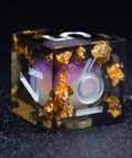 URWizards D&D Smoky Liquid Heart Resin Engraved Dice Set Golden Flakes - Urwizards