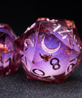 URWizards D&D Wine Liquid Heart Resin Engraved Dice Set Copper Flakes - Urwizards