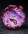 URWizards D&D Wine Liquid Heart Resin Engraved Dice Set Copper Flakes - Urwizards
