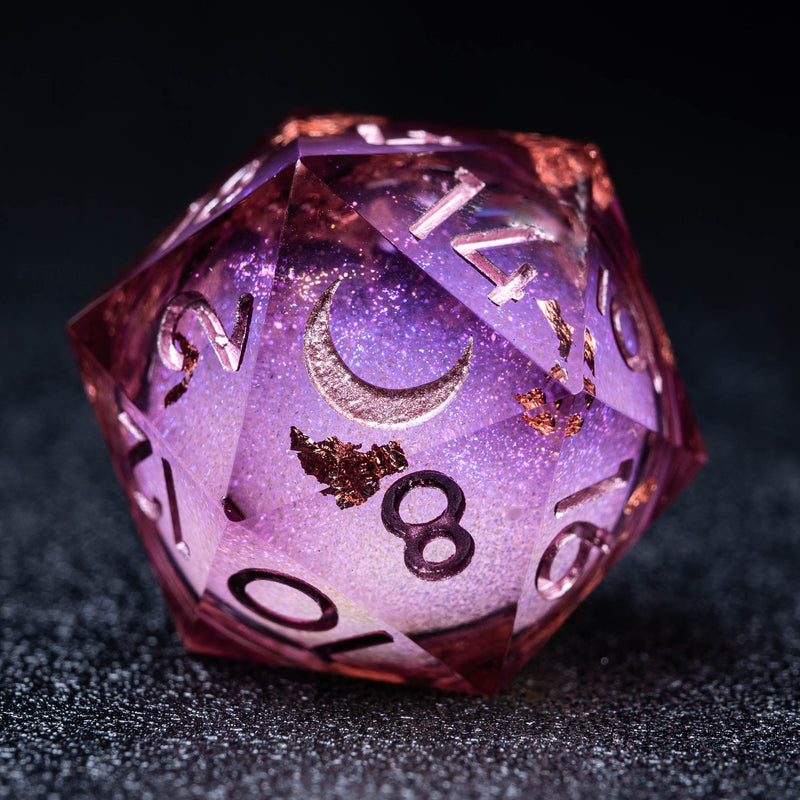 URWizards D&D Wine Liquid Heart Resin Engraved Dice Set Copper Flakes - Urwizards