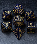 URWizards D&D Blue Sandstone Engraved Dice Set Cleric Style - Urwizards