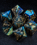URWizards D&D Labradorite Engraved Dice Set Cleric Style - Urwizards