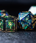URWizards D&D Resin Dark Glitter Engraved Dice Set Cleric Style - Urwizards