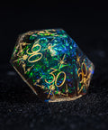URWizards D&D Resin Dark Glitter Engraved Dice Set Cleric Style - Urwizards