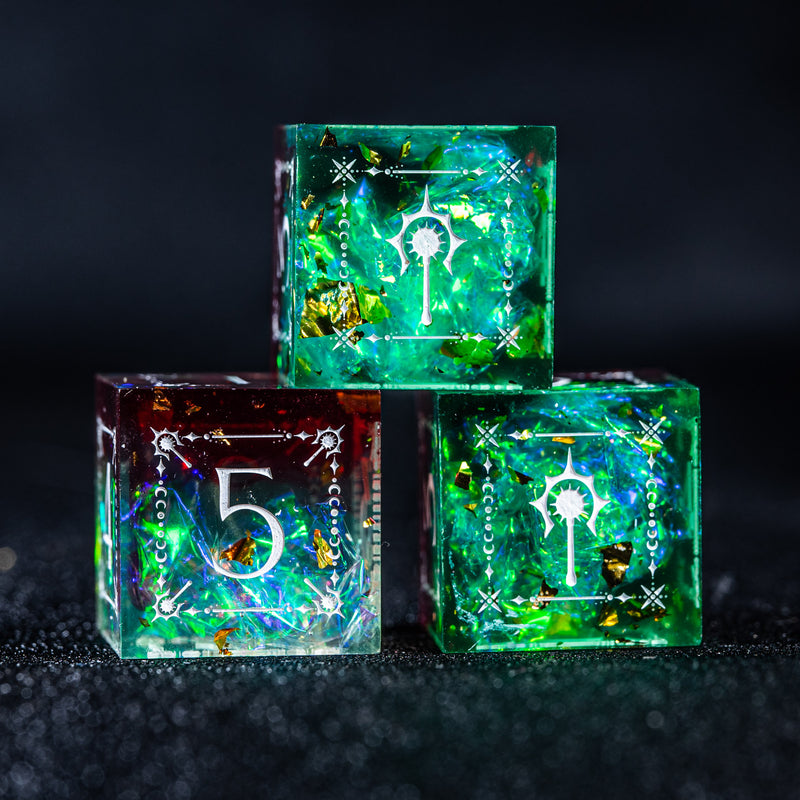 URWizards D&D Resin Toxic Engraved Dice Set Cleric Style - Urwizards