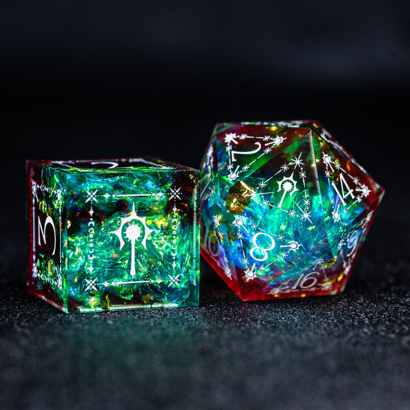 URWizards D&D Resin Toxic Engraved Dice Set Cleric Style - Urwizards
