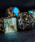 URWizards D&D Labradorite Engraved Dice Set Cleric Style - Urwizards