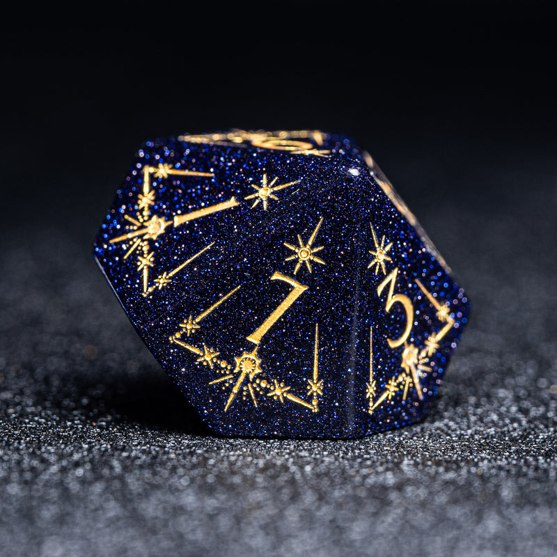 URWizards D&D Blue Sandstone Engraved Dice Set Cleric Style - Urwizards