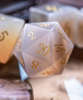 URWizards Dnd Grey Agate Gemstone Engraved Dice Set Moon Style - Urwizards