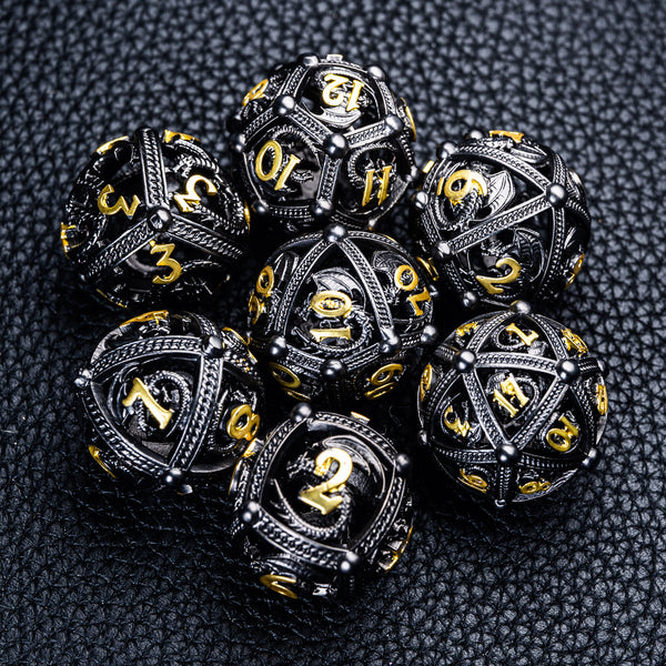 URWizards D&D Hollowed Metal Dice Ball Set Dragon Black - Urwizards