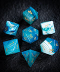 URWizards Dnd Blue Agate Gemstone Engraved Dice Set - Urwizards
