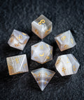 URWizards Dnd Grey Agate Gemstone Engraved Dice Set Moon Style - Urwizards