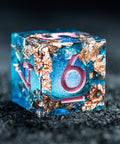 URWizards D&D Pale Blue Liquid Heart Resin Engraved Dice Set Copper Flakes - Urwizards