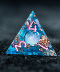 URWizards D&D Pale Blue Liquid Heart Resin Engraved Dice Set Copper Flakes - Urwizards